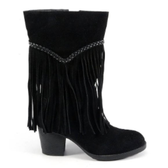Corkys Yonder Booties In Black Faux Suede